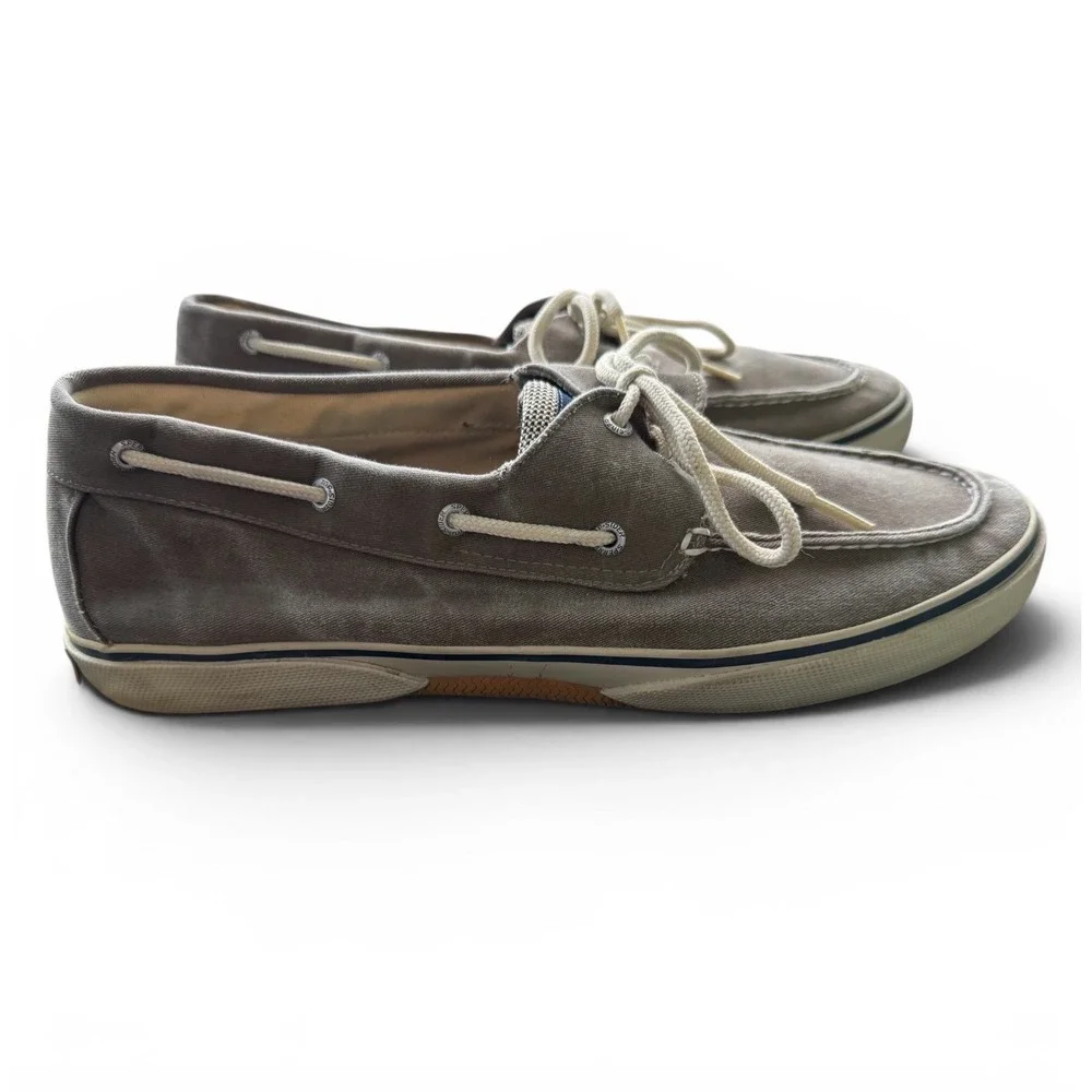 Sperry‎ Top-Sider Mens Canvas Boat Shoes B13-CH171 Taupe Gray Size 15M
